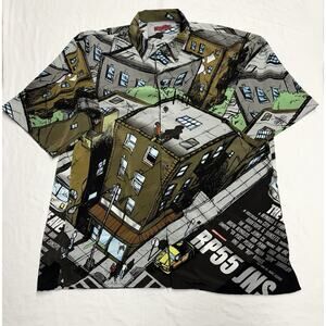 Vintage RP-55 Button Down Shirt Mens Size XXXL City Design All Over Print 90s